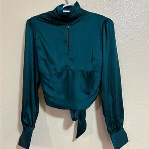 Elegant Teal Satin Blouse